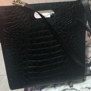 Alexander Wang Black Croc-Embossed Shoulder Bag